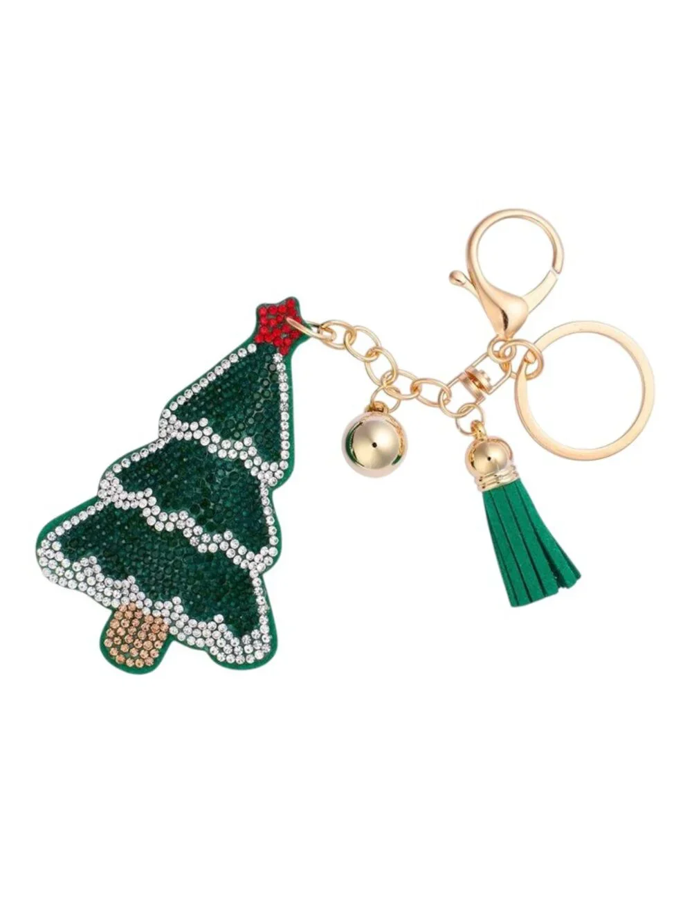 Christmas Tree Tassel Bling Faux Suede Stuffed Pillow Key Chain Handbag Charm